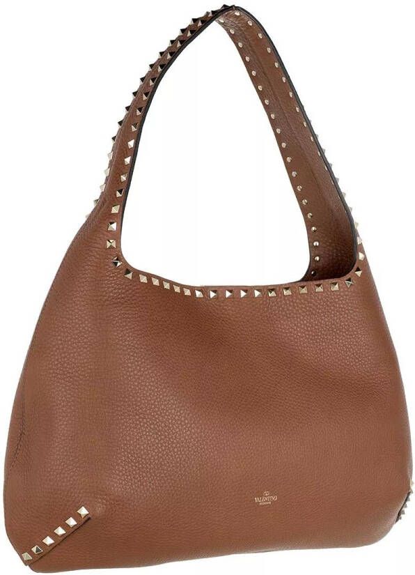 Valentino Garavani Hobo bags Rockstud Hobo Bag Leather Selleria in bruin