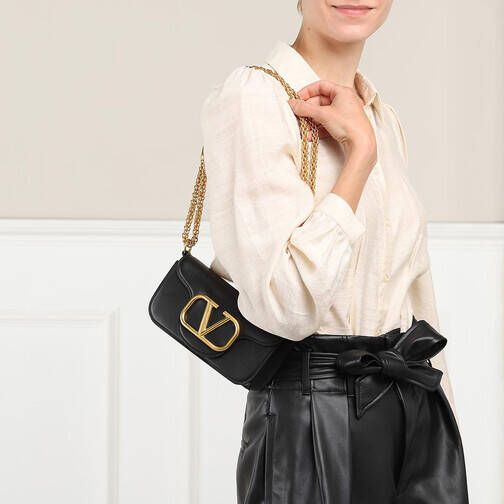 Valentino Garavani Hobo bags V Logo Small Shoulder Bag Leather in zwart