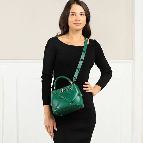 Valentino Garavani Satchels Small Roman Stud Handle Bag in dark green
