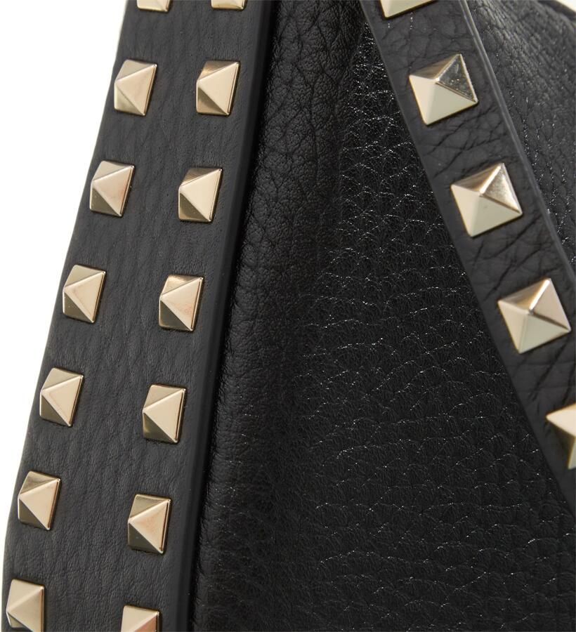Valentino Garavani Goudkleurige Rockstud Kalfsleren Hobo Tas Black Dames