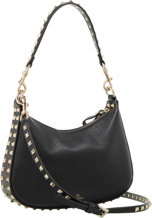 Valentino Garavani Goudkleurige Rockstud Kalfsleren Hobo Tas Black Dames - Foto 3