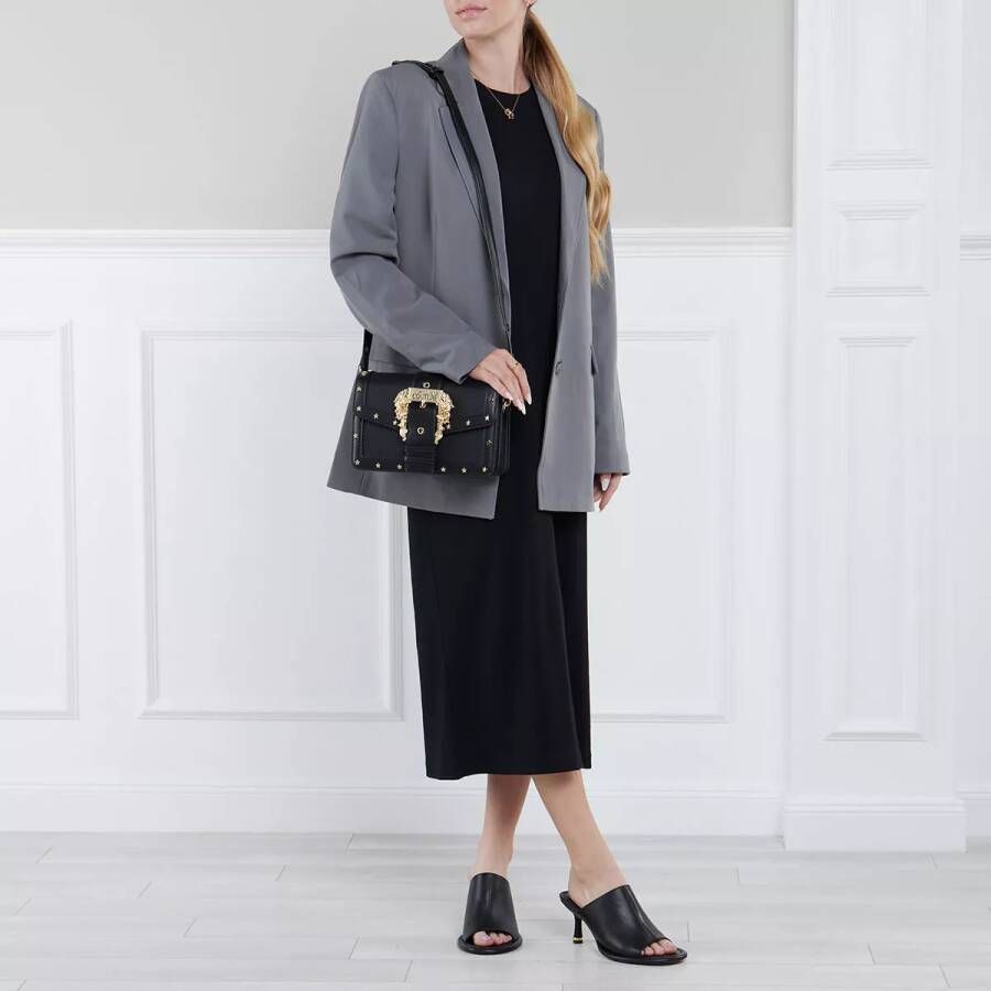Versace Jeans Couture Stijlvolle zwarte schoudertas met barokgesp Black Dames