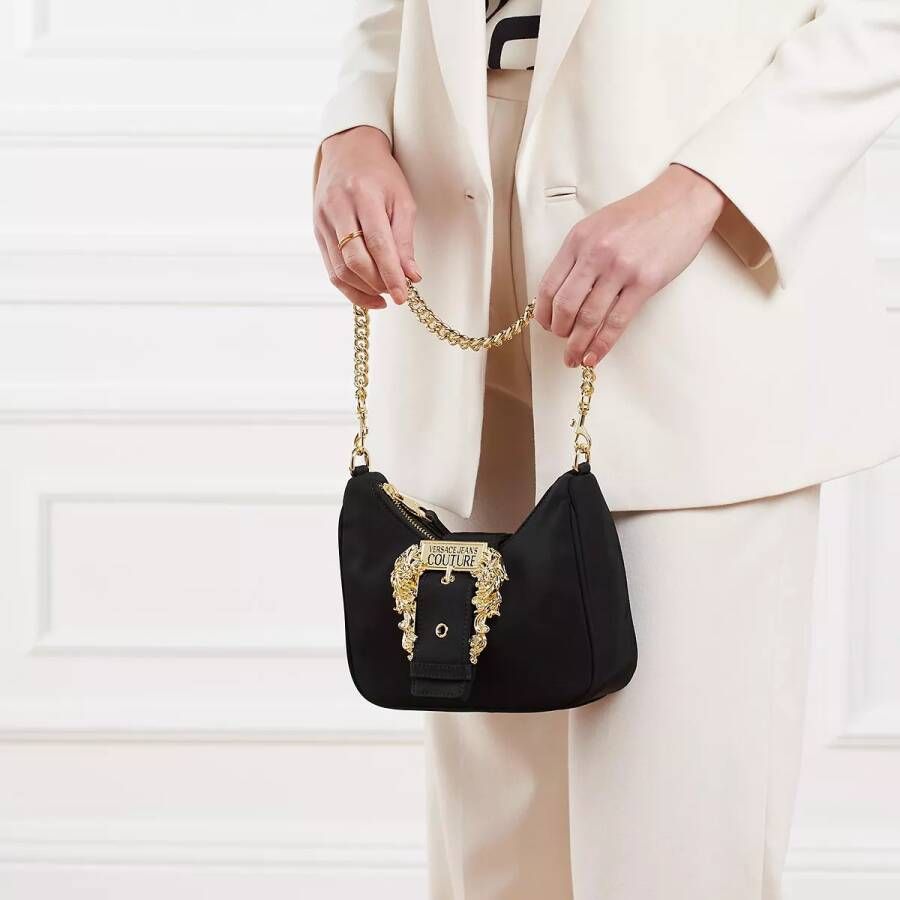 Versace Jeans Couture Zwarte schoudertas met Barok gesp detail Black Dames