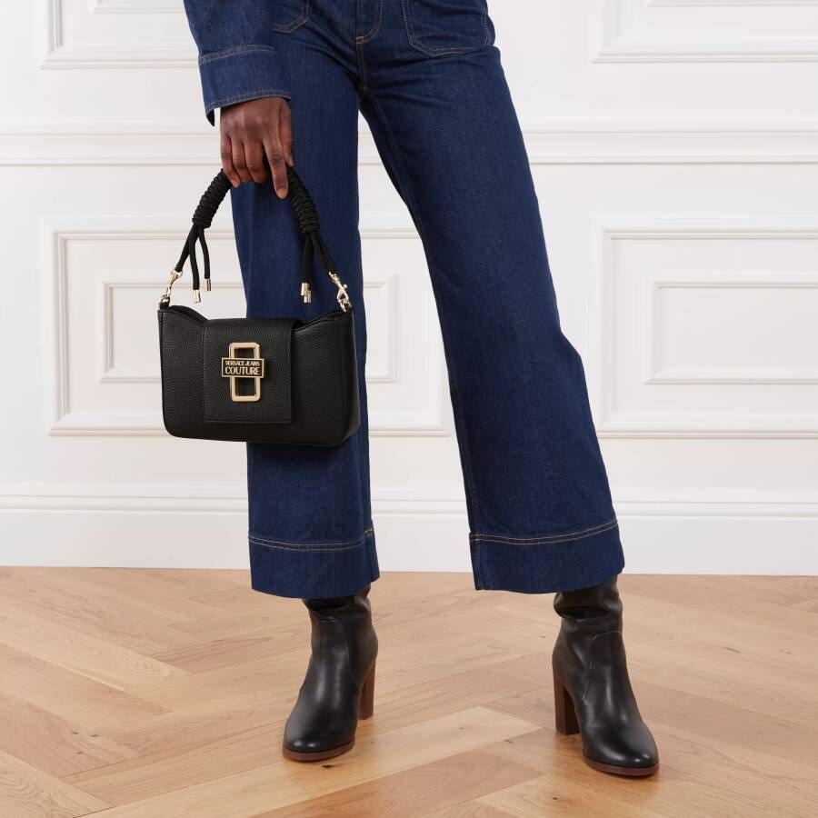 Versace Jeans Couture Zwarte Leren Cruelty-Free Tas met Gouden Logo Black Dames