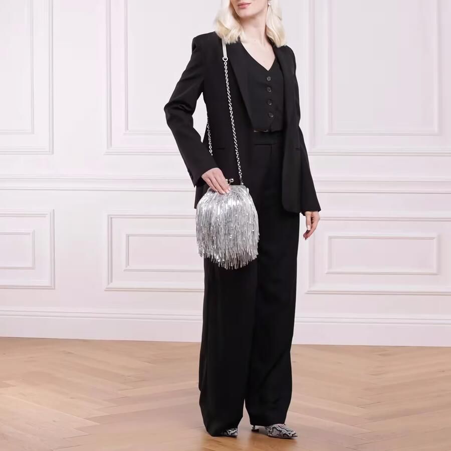 Max Mara Fringe Geborduurde Clutch Tas Gray Dames - Foto 2