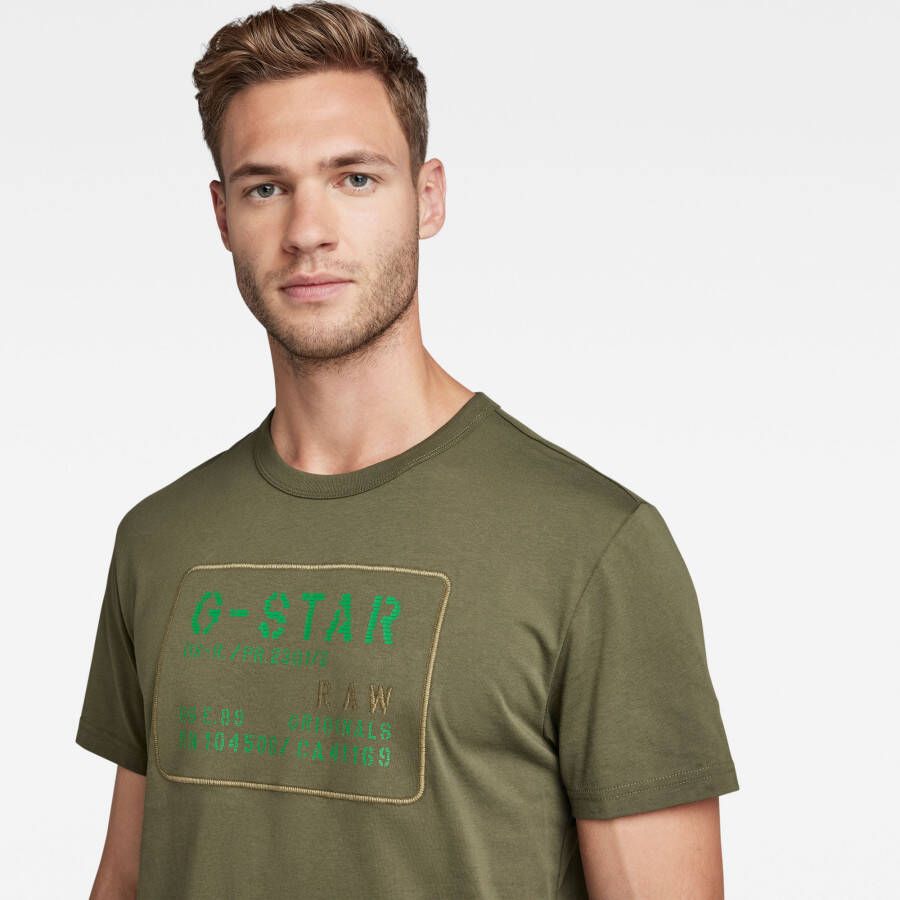G-Star RAW Applique Multi Technique T-Shirt Groen Heren