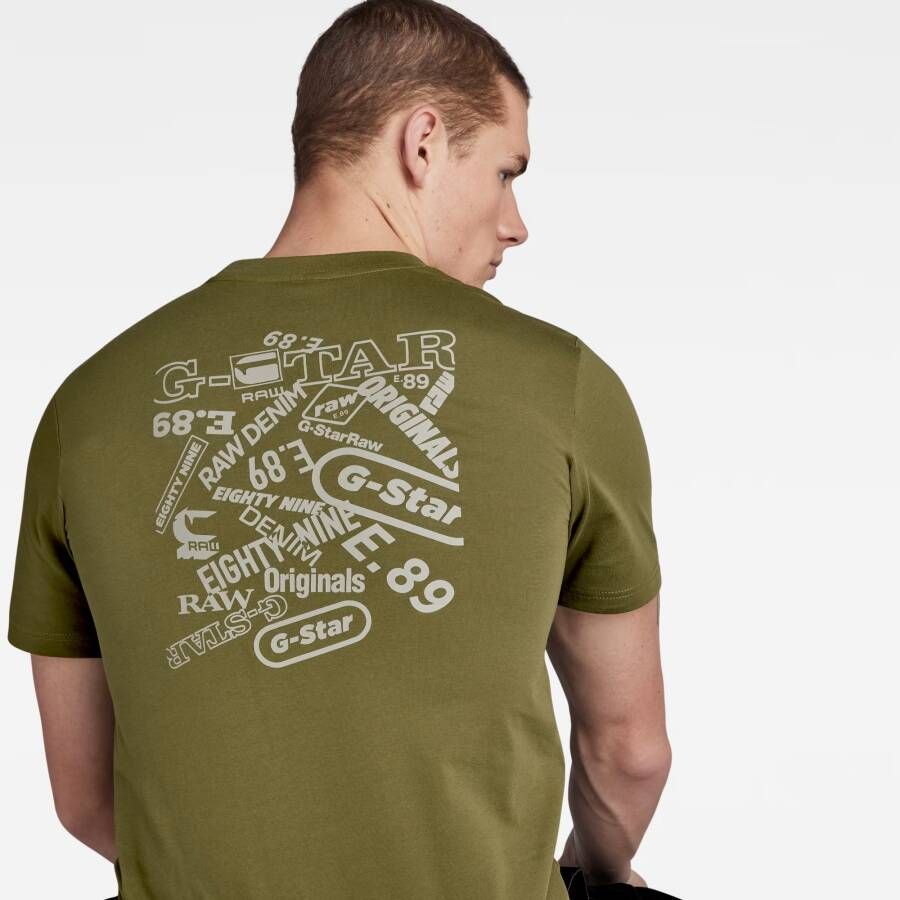 G-Star RAW Back Graphic Slim T-Shirt Groen Heren