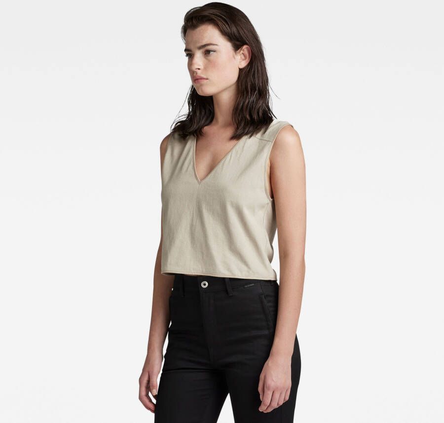 G-Star RAW Boxy Cropped Graphic Top Beige Dames