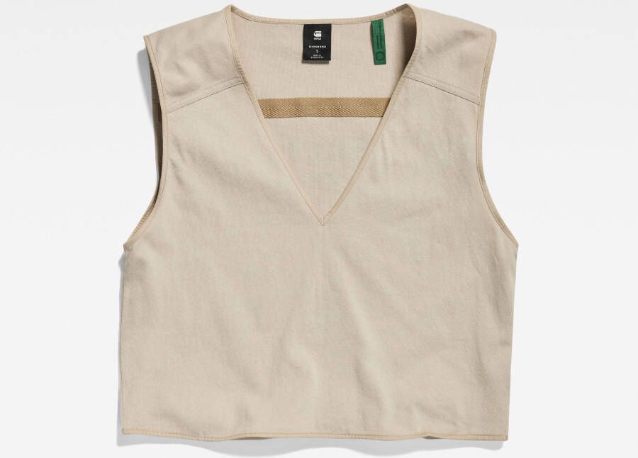 G-Star RAW Boxy Cropped Graphic Top Beige Dames