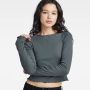G-Star RAW Cropped Baby Sister Raglan Top Grijs Dames - Thumbnail 3