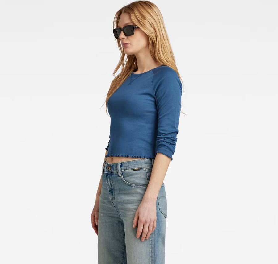 G-Star RAW Cropped Baby Sister Raglan Top Midden blauw Dames