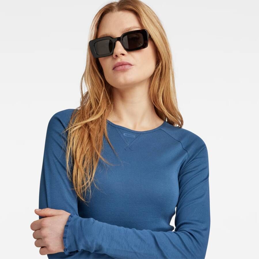 G-Star RAW Cropped Baby Sister Raglan Top Midden blauw Dames