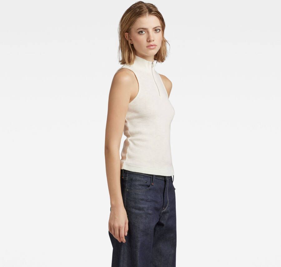 G-Star RAW Cycling Ultra Slim Top Met Rits Lichtblauw Dames