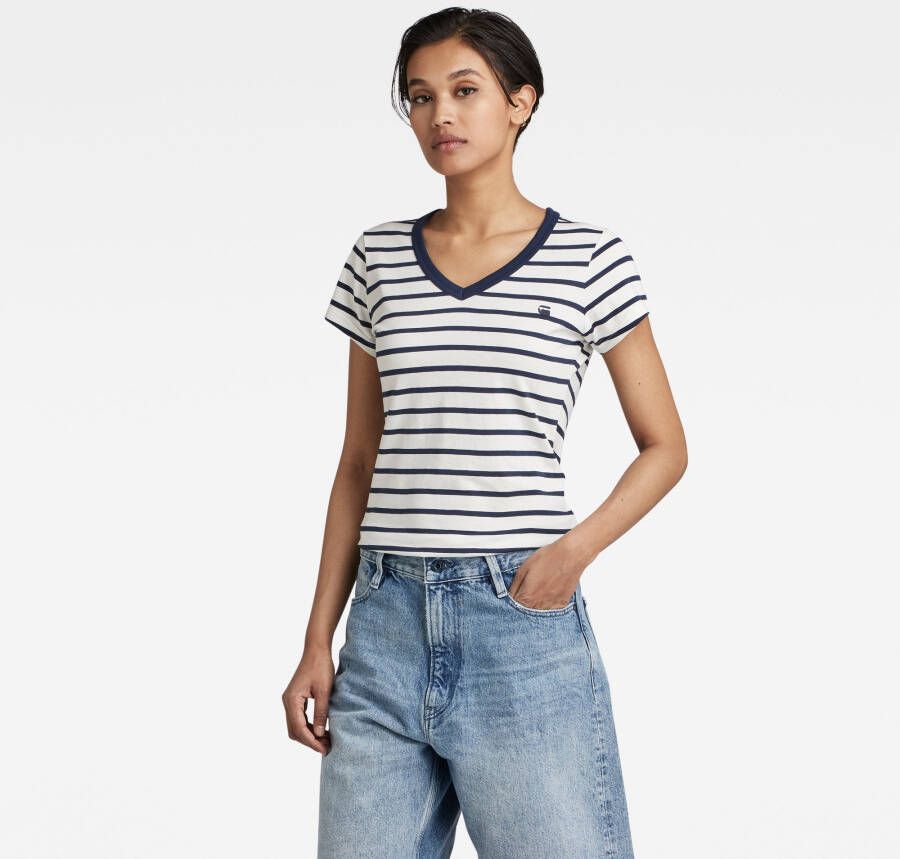 G-Star RAW Eyben Stripe Slim V-Hals Top Meerkleurig Dames