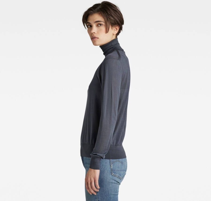 G-Star RAW Gebreide Roll Neck Trui Core Midden blauw Dames