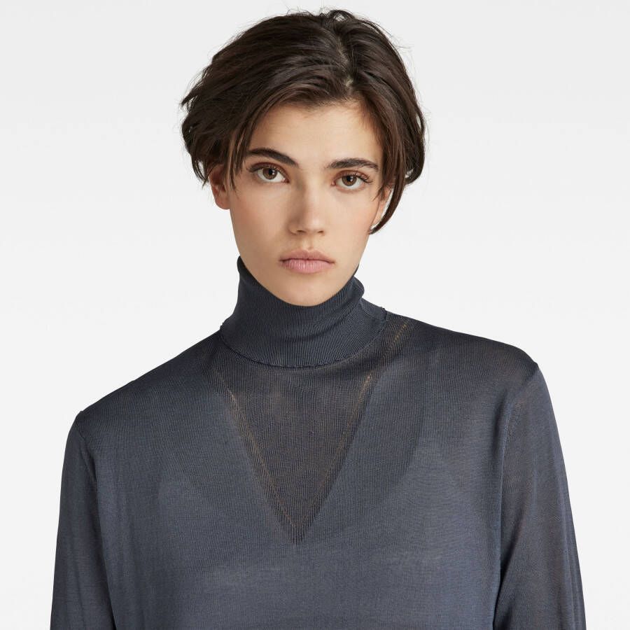 G-Star RAW Gebreide Roll Neck Trui Core Midden blauw Dames