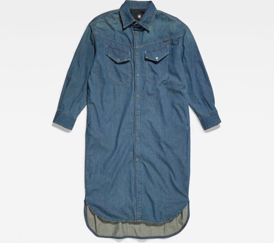 G-Star RAW Lange Spijkerjurk Western Evergreen Midden blauw Dames