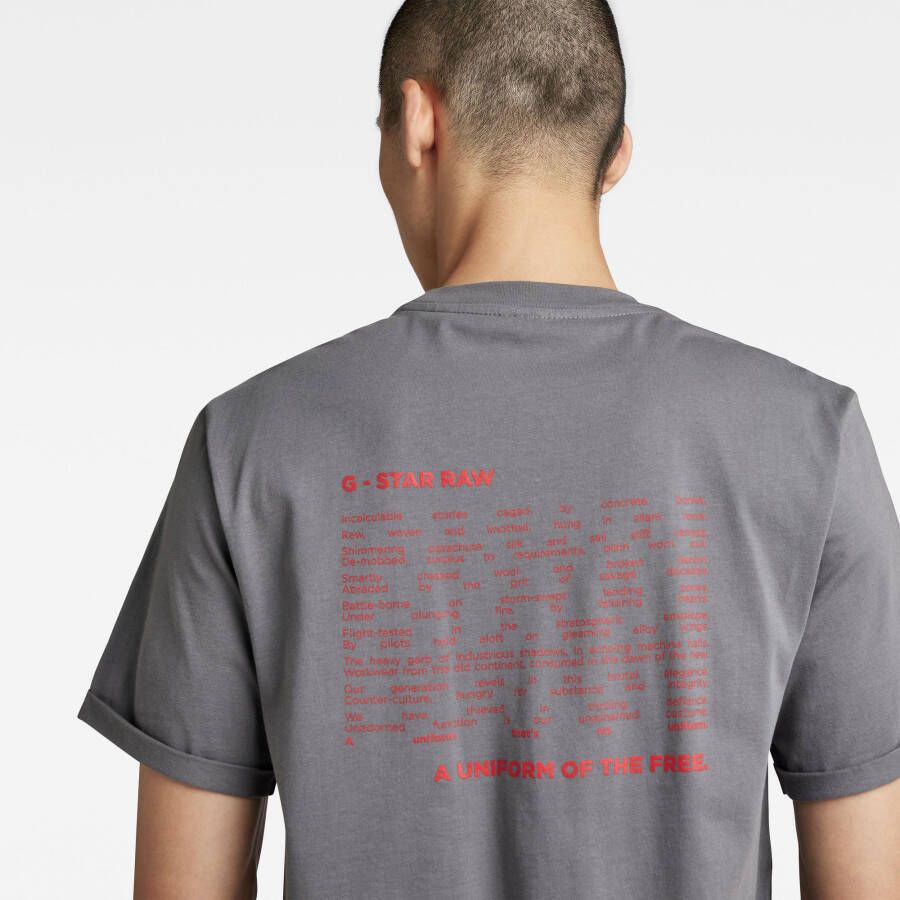 G-Star RAW Lash Back Text T-Shirt Grijs Heren