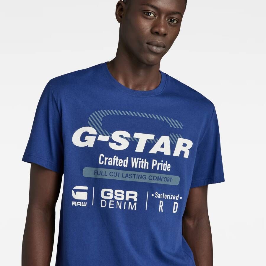 G-Star RAW Old Skool Originals T-Shirt Midden blauw Heren