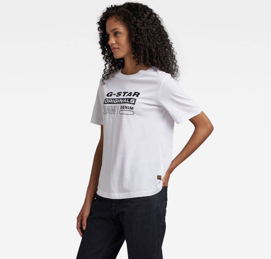 G-Star RAW Originals Label Regular T-Shirt Wit Dames