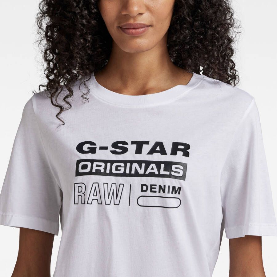 G-Star RAW Originals Label Regular T-Shirt Wit Dames