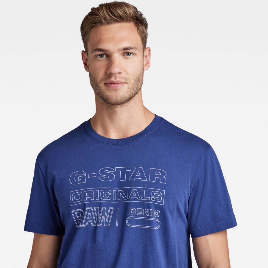 G-Star RAW Originals T-Shirt Midden blauw Heren