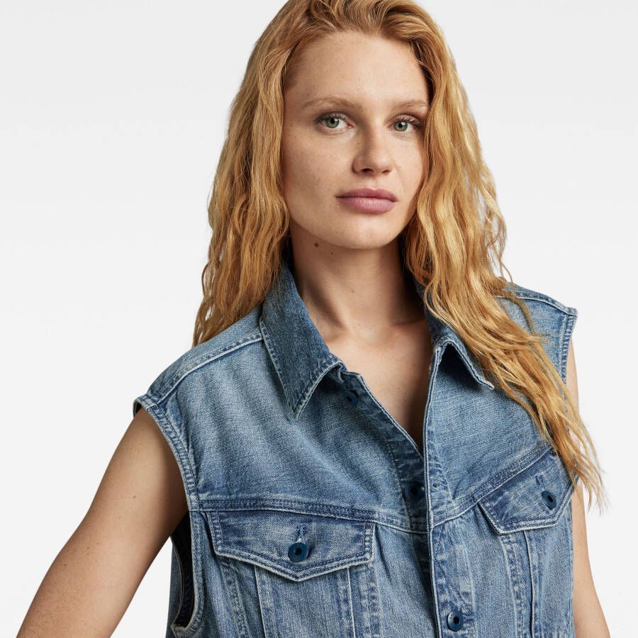 G-Star RAW Oversized Denim Bodywarmer Lichtblauw Dames