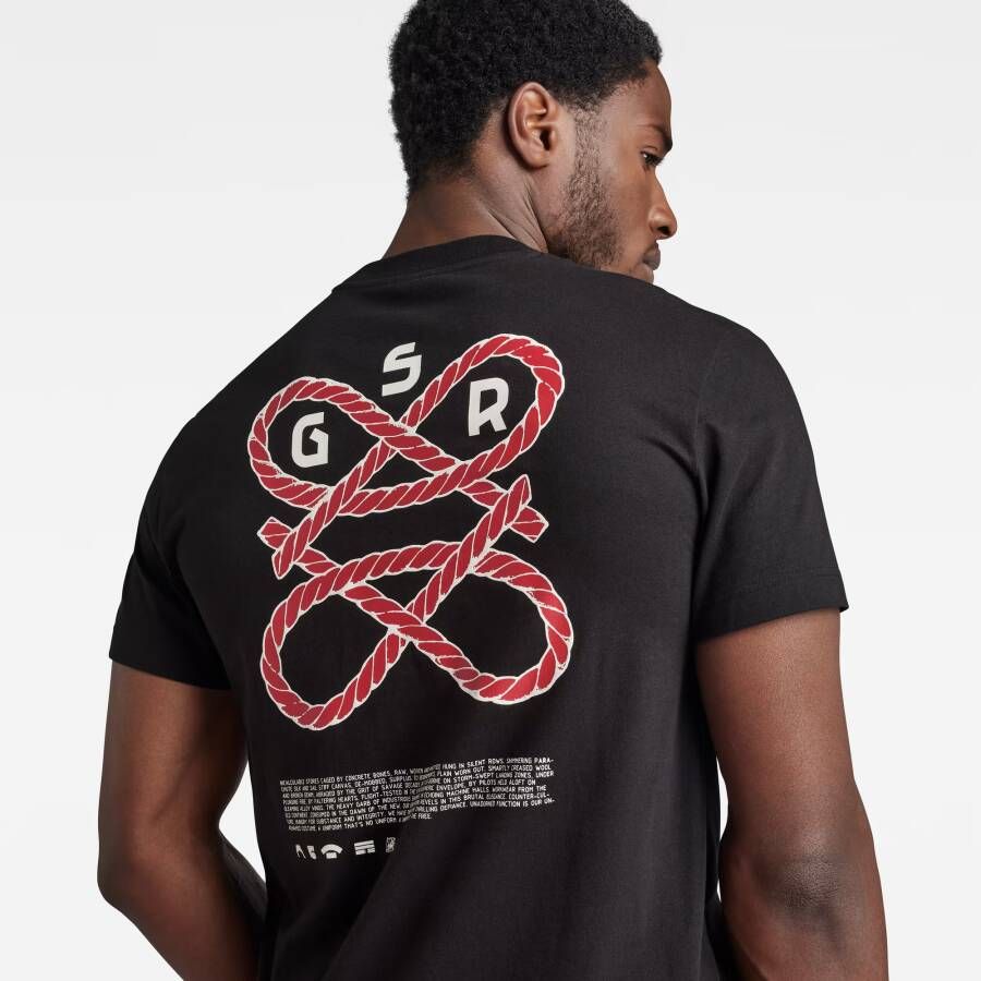 G-Star RAW Puff Print Back Graphic T-Shirt Zwart Heren
