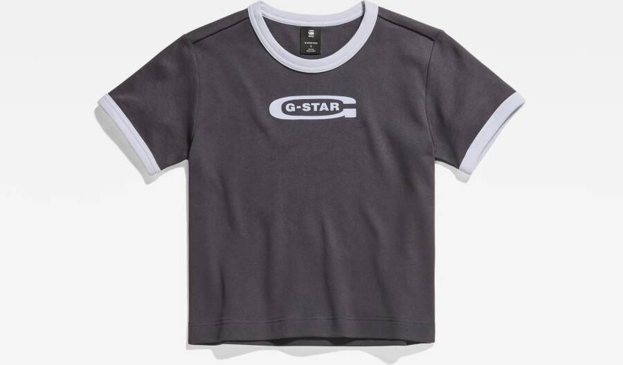 G-Star RAW Ringer Baby Brother Logo Top Grijs Dames