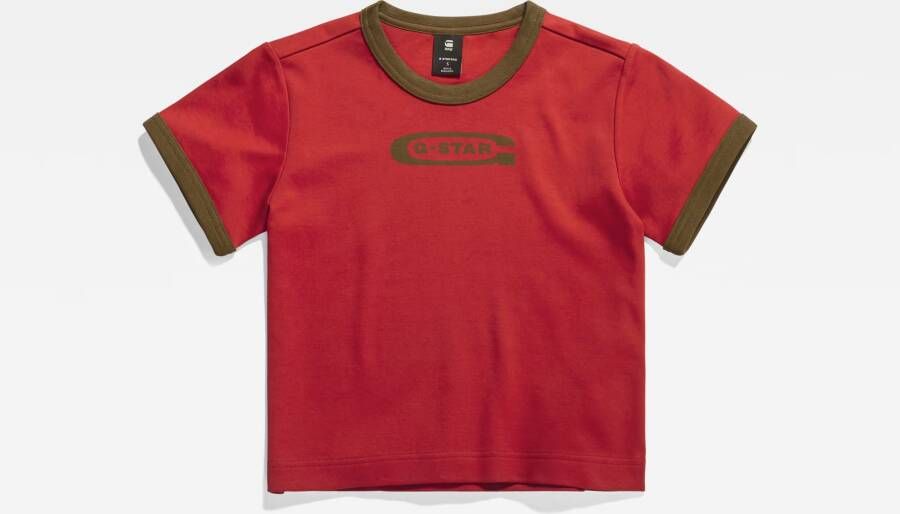 G-Star RAW Ringer Baby Brother Logo Top Rood Dames