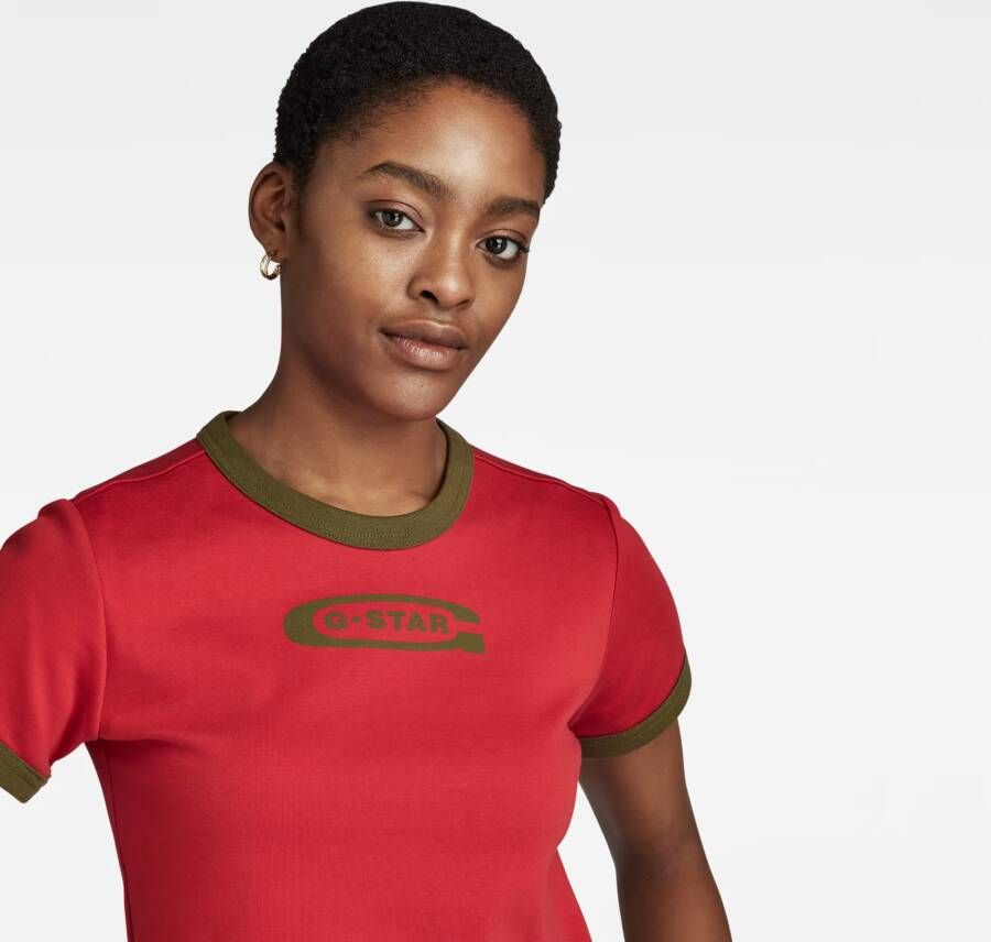 G-Star RAW Ringer Baby Brother Logo Top Rood Dames