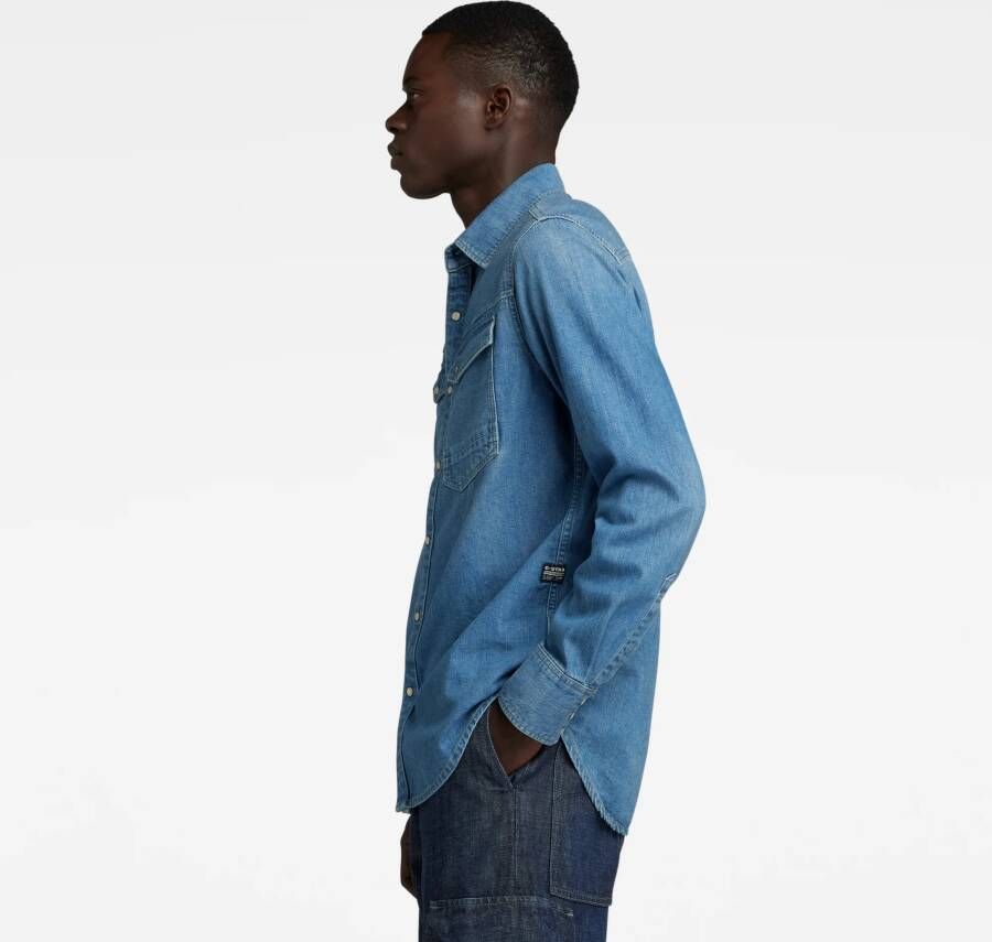 G-Star RAW Slim Denim Shirt Midden blauw Heren