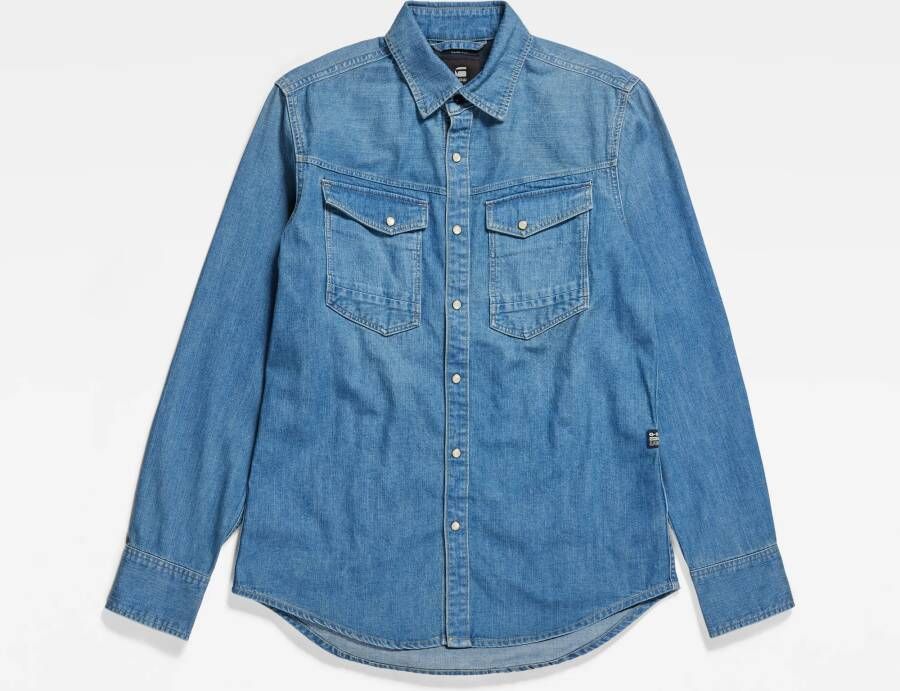 G-Star RAW Slim Denim Shirt Midden blauw Heren