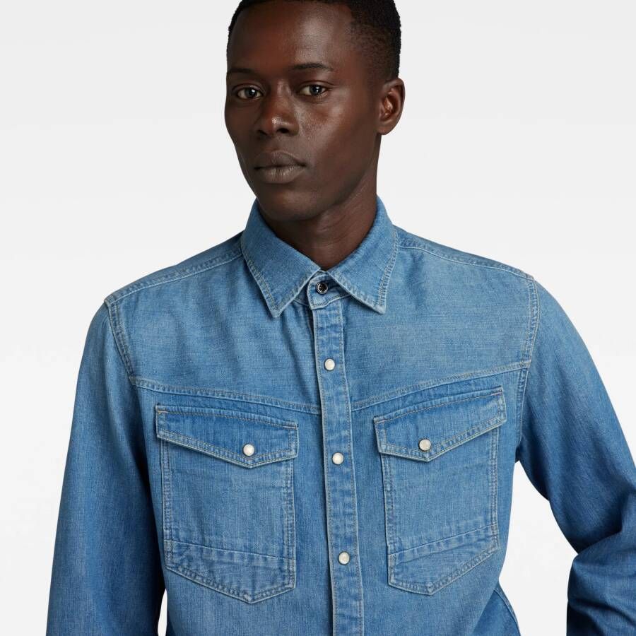 G-Star RAW Slim Denim Shirt Midden blauw Heren