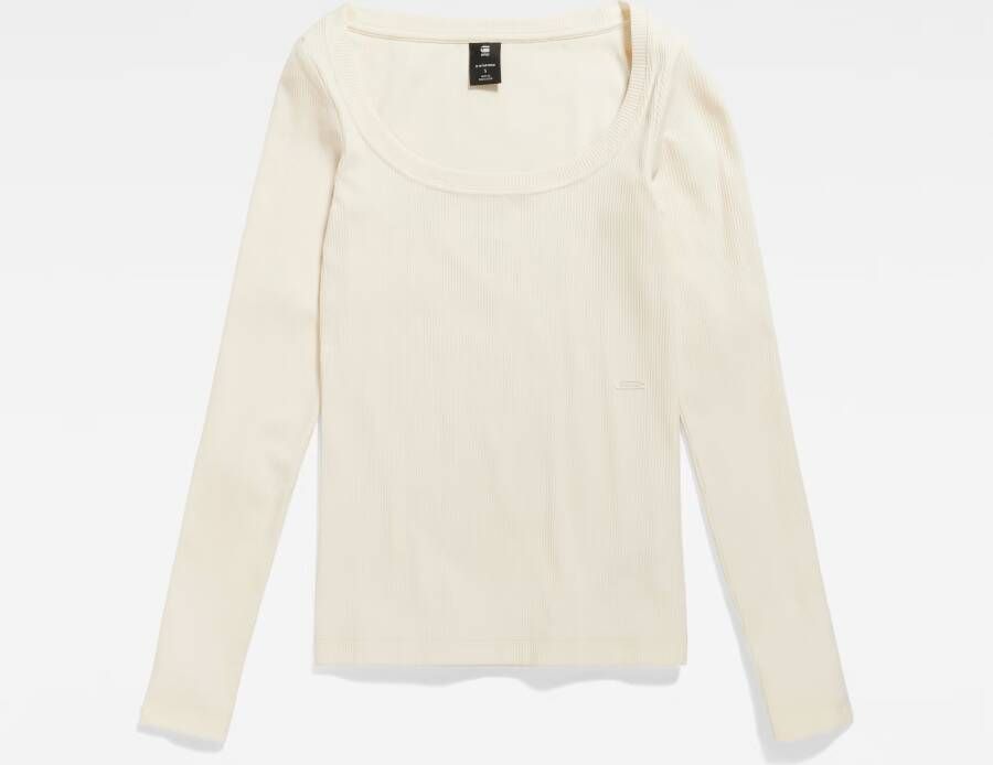 G-Star RAW Slim Rib Scoop Top Beige Dames