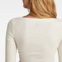 G-Star RAW Slim Rib Scoop Top Beige Dames - Thumbnail 3