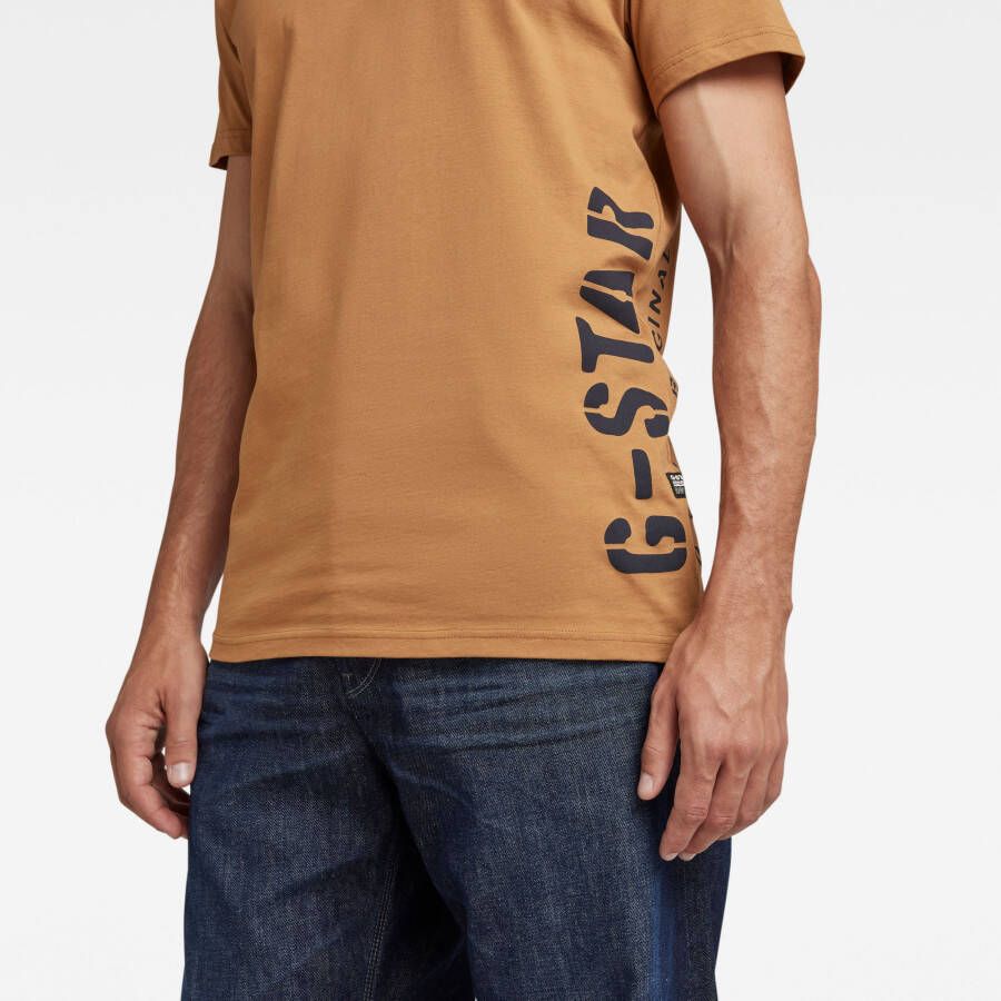 G-Star RAW T-Shirt Side Stencil Bruin Heren