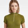 G-Star RAW Ultra Slim Cycling Top Korte Rits Groen Dames - Thumbnail 4