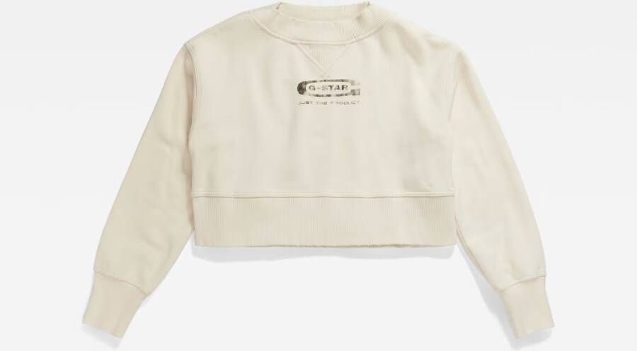 G-Star RAW Vintage Cropped Logo Loose Sweater Beige Dames