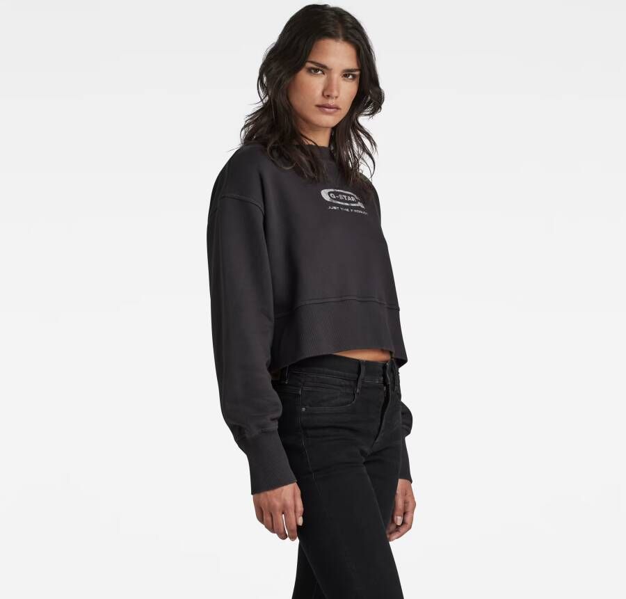 G-Star RAW Vintage Cropped Logo Loose Sweater Grijs Dames