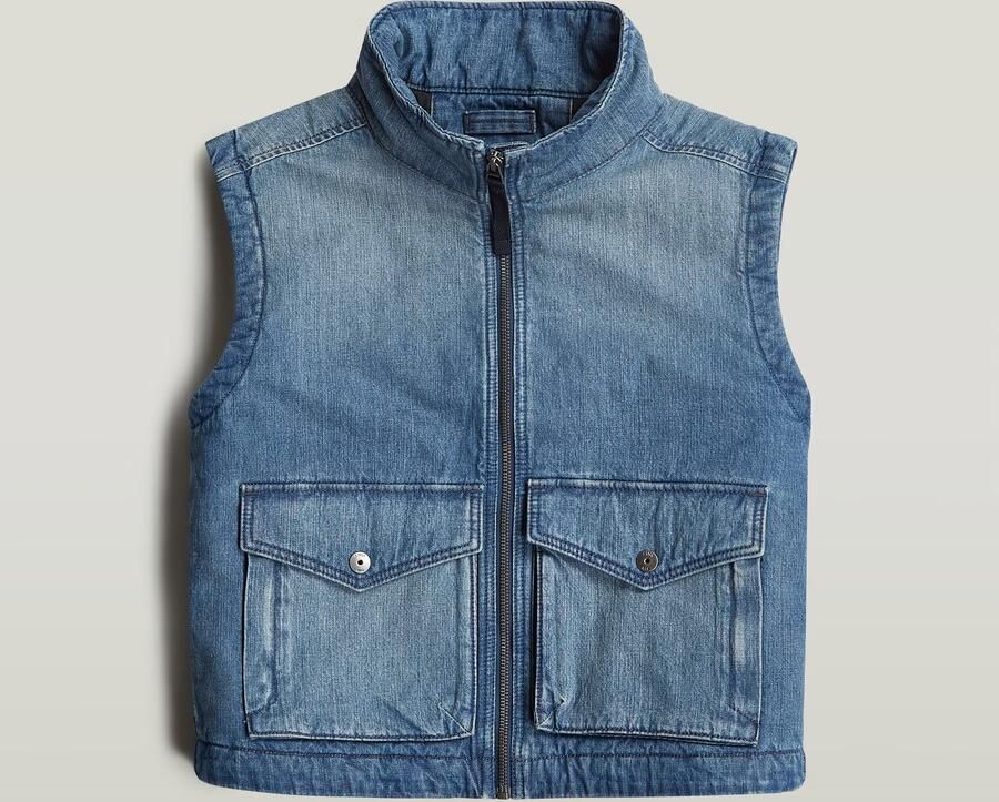 G-Star RAW 2-Pocket Padded Zip Bodywarmer Midden blauw Dames - Foto 4