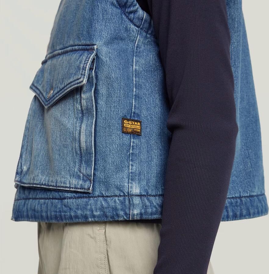 G-Star RAW 2-Pocket Padded Zip Bodywarmer Midden blauw Dames - Foto 3