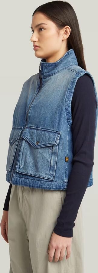 G-Star RAW 2-Pocket Padded Zip Bodywarmer Midden blauw Dames - Foto 7