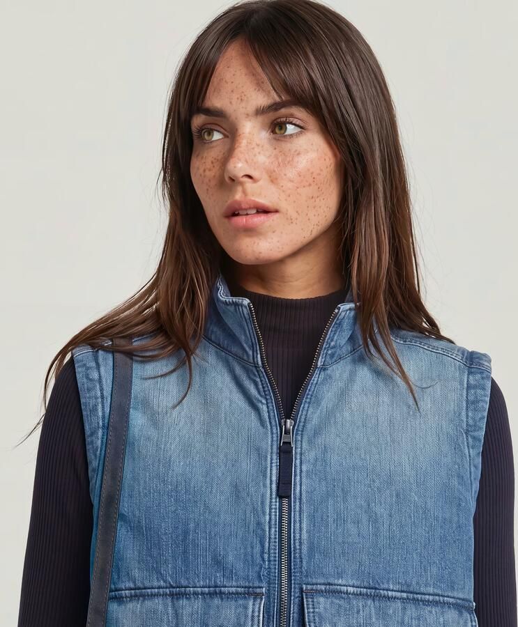 G-Star RAW 2-Pocket Padded Zip Bodywarmer Midden blauw Dames - Foto 4