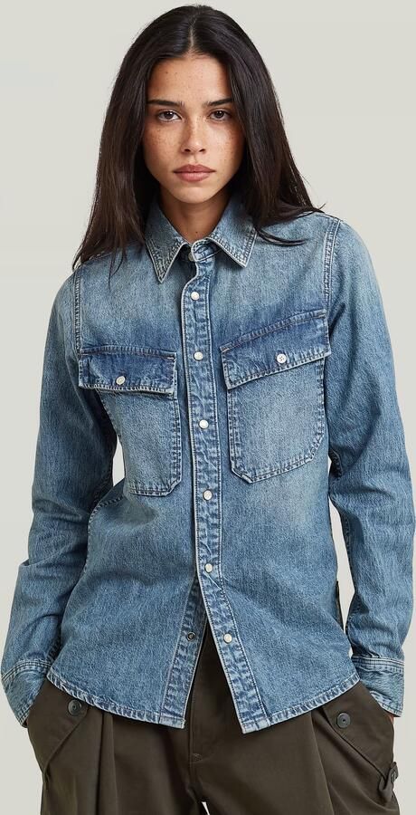 G-Star RAW 2-Pocket Regular Overhemd Lichtblauw Dames