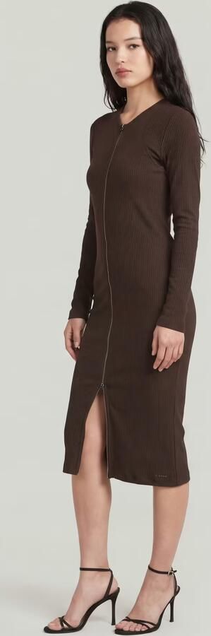 G-Star RAW 2 Way Slim Rib Jurk Bruin Dames - Foto 5