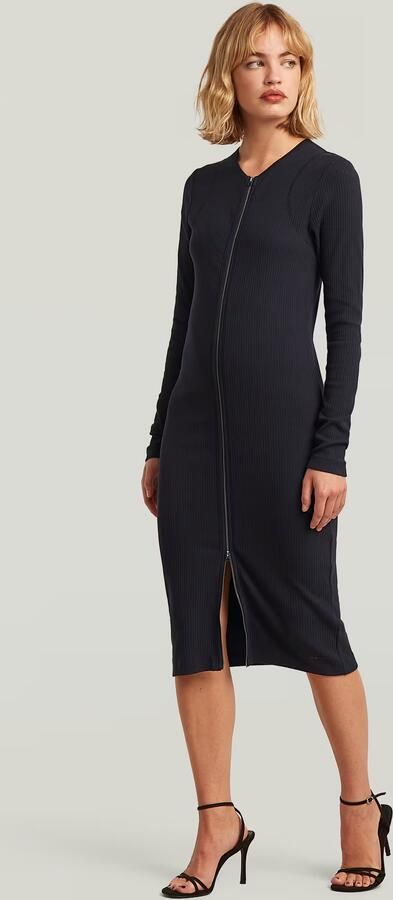 G-Star RAW 2 Way Slim Rib Jurk Donkerblauw Dames - Foto 5