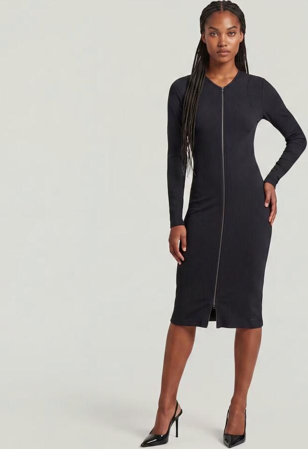 G-Star RAW 2 Way Slim Rib Jurk Donkerblauw Dames - Foto 6