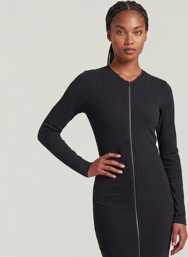 G-Star RAW 2 Way Slim Rib Jurk Donkerblauw Dames - Foto 4