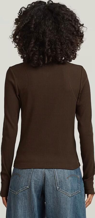 G-Star RAW 2-Way Slim Rib T-Shirt Bruin Dames - Foto 7